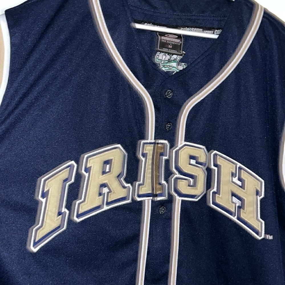 COLOSSEUM NOTRE DAME FIGHTING IRISH BASEBALL Sleeveless sewn oversize JERSEY M/L - Picture 3 of 6